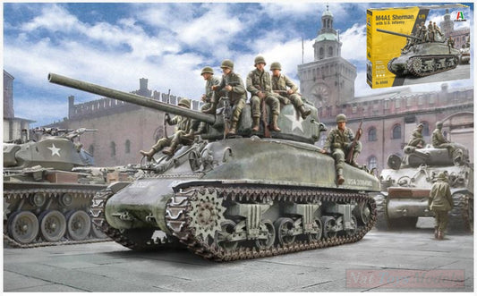KIT DE MONTAGE À L'ÉCHELLE COMPATIBLE AVEC M4A1 SHERMAN AVEC KIT D'INFANTERIE 1:35 ITALERI IT6568