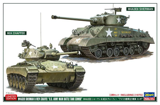 KIT DA MONTARE IN SCALA COMPATIBILE CON M4A3E8 SHERMAN & M24 CHAFFEE 2 KITS IN BOX KIT 1:72 HASEGAWA HA30068