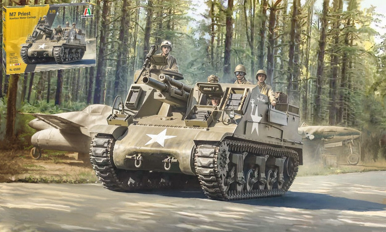 KIT D'ASSEMBLAGE À L'ÉCHELLE COMPATIBLE AVEC LE KIT DE CHARIOT DE MOTEUR DE PISTOLET M7 PRIEST 1:35 ITALERI IT6580