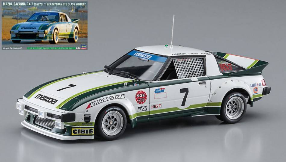 KIT DE MONTAGE À L'ÉCHELLE COMPATIBLE AVEC MAZDA SAVANNA RX-7 (SA22C) 1979 DAYTONA GTU CLASS WINNER KIT 1:24 HASEGAWA HA21146