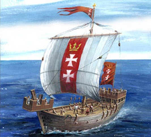 KIT DE MONTAGE À L'ÉCHELLE COMPATIBLE AVEC LE NAVIRE MÉDIÉVAL HANSA COG KIT 1:72 ZVEZDA Z9018