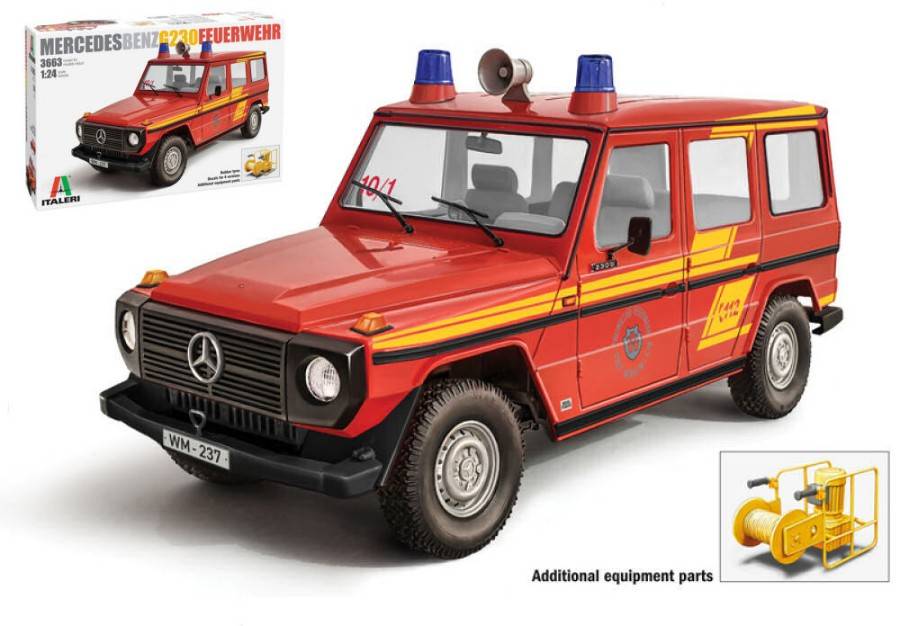 KIT DA MONTARE IN SCALA COMPATIBILE CON MERCEDES G230 FEUERWHER KIT 1:24 ITALERI IT3663