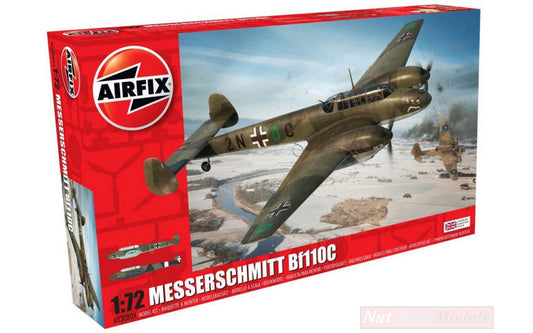KIT DE MONTAGE À L'ÉCHELLE COMPATIBLE AVEC LE KIT MESSERSCHMITT BF110C/D 1:72 AIRFIX AX3080A