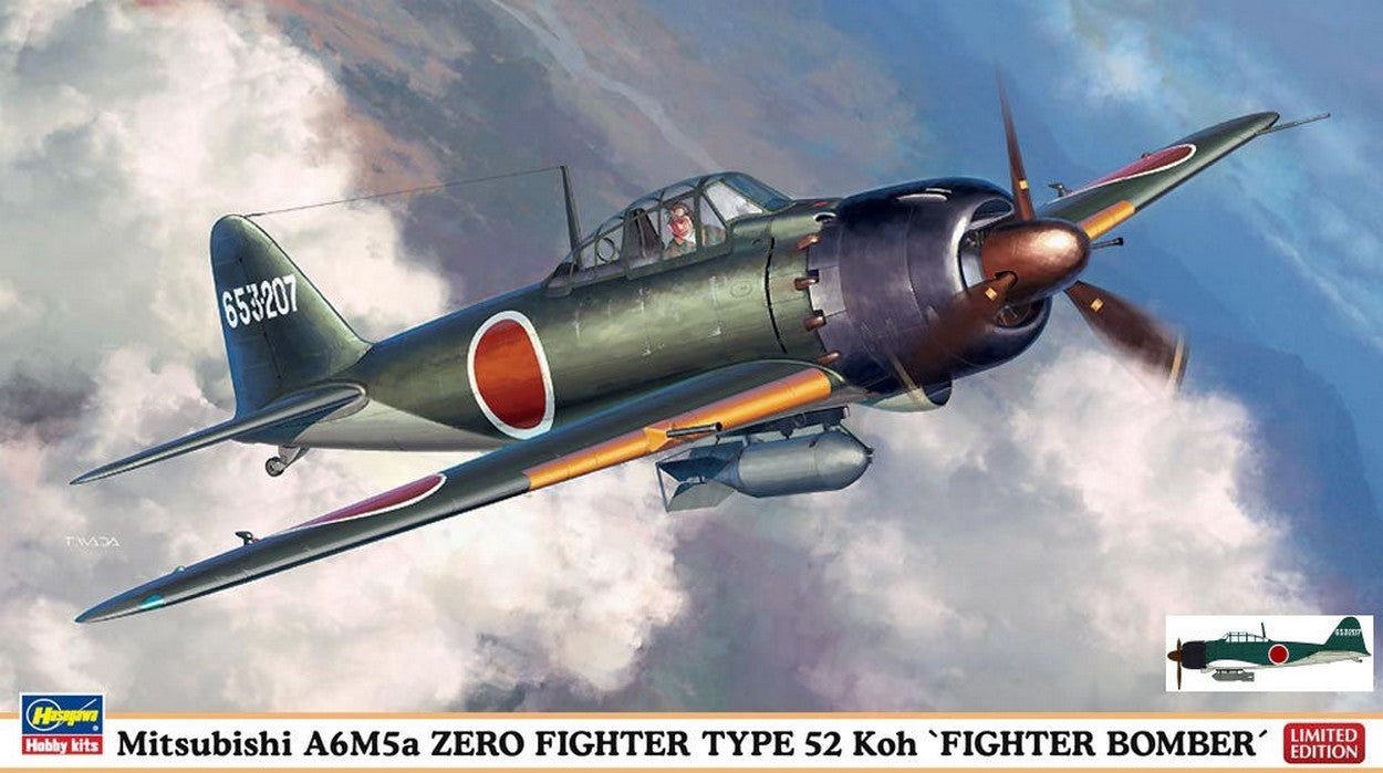 KIT DE MONTAGE À L'ÉCHELLE COMPATIBLE AVEC MITSUBISHI A6M5 ZERO FIGHTER TYPE KOH FIGHTER BOMBER KIT 1:48 HASEGAWA HG07304