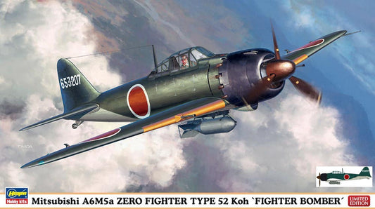 KIT DE MONTAGE À L'ÉCHELLE COMPATIBLE AVEC MITSUBISHI A6M5 ZERO FIGHTER TYPE KOH FIGHTER BOMBER KIT 1:48 HASEGAWA HG07304