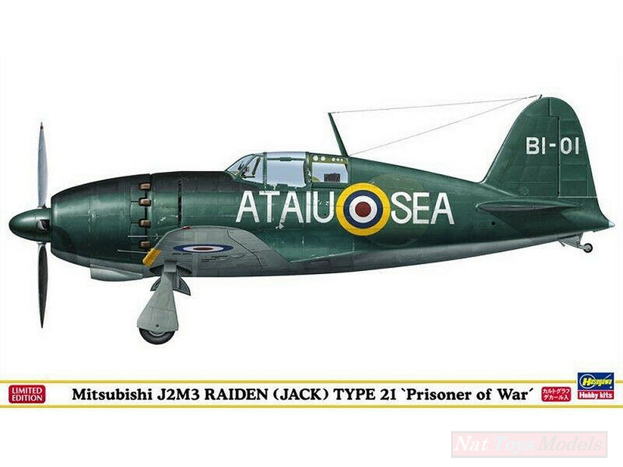 KIT DE MONTAGE À L'ÉCHELLE COMPATIBLE AVEC MITSUBISHI J2M3 RAIDEN TYPE 21 "PRISONER OF WAR" KIT 1:48 HASEGAWA HASSP305