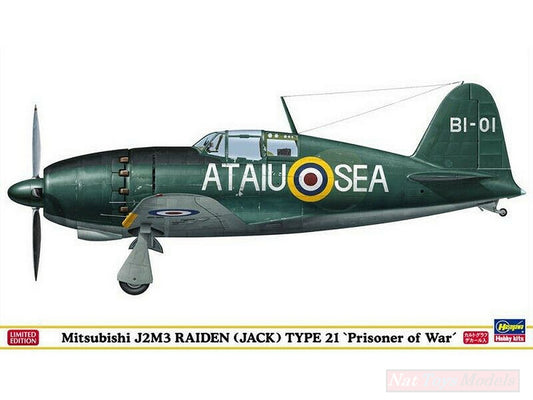 KIT DE MONTAGE À L'ÉCHELLE COMPATIBLE AVEC MITSUBISHI J2M3 RAIDEN TYPE 21 "PRISONER OF WAR" KIT 1:48 HASEGAWA HASSP305