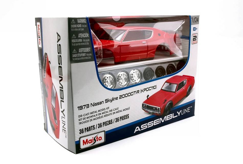KIT DE MONTAGE À L'ÉCHELLE COMPATIBLE AVEC NISSAN SKYLINE 2000GT-R 1973 KIT ROUGE 1:24 MAISTO MI39528