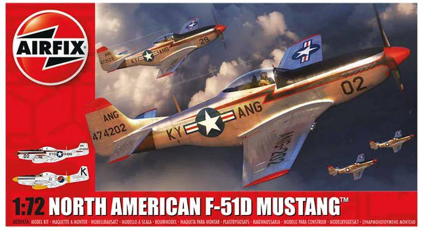 KIT DE MONTAGE À L'ÉCHELLE COMPATIBLE AVEC LE KIT NORD-AMÉRICAIN F-51D MUSTANG 1:72 AIRFIX A02047A