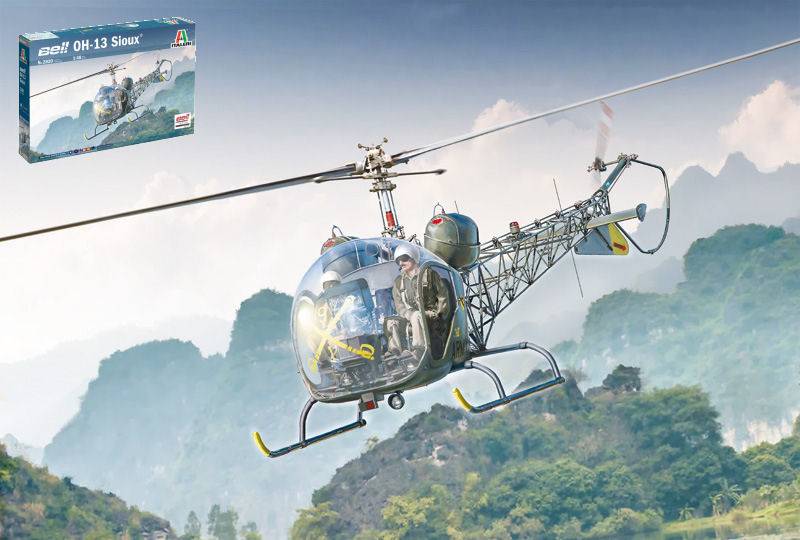 KIT D'ASSEMBLAGE À L'ÉCHELLE COMPATIBLE AVEC LE KIT DE GUERRE DE CORÉE OH-13 SCOUT 1:43 ITALERI IT2820