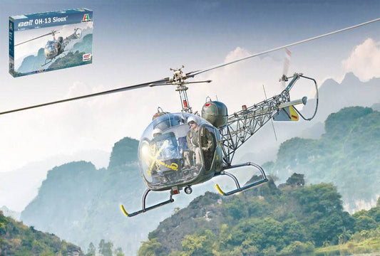 KIT D'ASSEMBLAGE À L'ÉCHELLE COMPATIBLE AVEC LE KIT DE GUERRE DE CORÉE OH-13 SCOUT 1:43 ITALERI IT2820