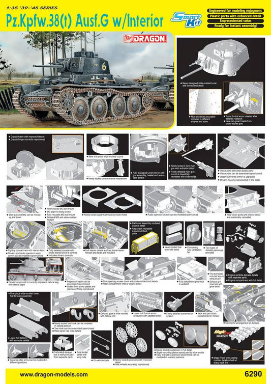KIT DA MONTARE IN SCALA COMPATIBILE CON PZ.KPFW.38(t) AUSF.G W/INTERIOR KIT 1:35 DRAGON D6290