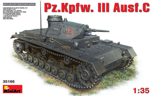 KIT À ASSEMBLER À L'ÉCHELLE COMPATIBLE AVEC PZ.KPFW.III AUSF.C KIT 1:35 MINIART MIN35166