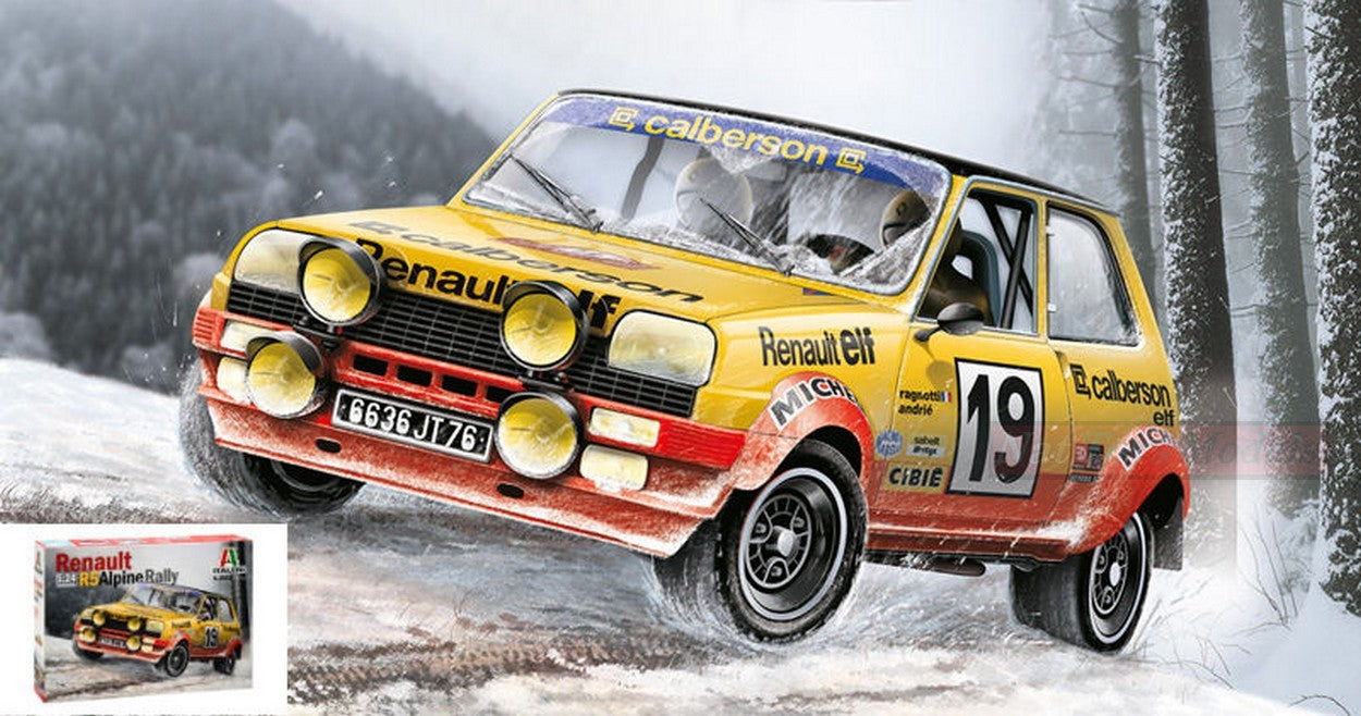 KIT DE MONTAGE À L'ÉCHELLE COMPATIBLE AVEC RENAULT R5 ALPINE RALLY N.19 &amp; 12 MONTE CARLO 1978 KIT 1:24 ITALERI IT3652