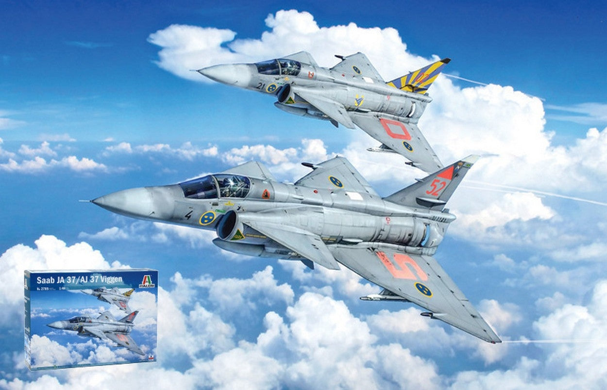 KIT DE MONTAGE À L'ÉCHELLE COMPATIBLE AVEC SAAB JA 37 JAKTVIGGEN KIT 1:48 ITALERI IT2785