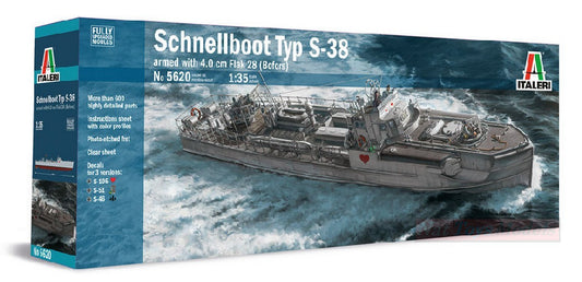 KIT DA MONTARE IN SCALA COMPATIBILE CON SCHNELLBOOT TYP S-38 W/4.0 cm FLAK 28 (BOFORS) KIT 1:35 ITALERI IT5620