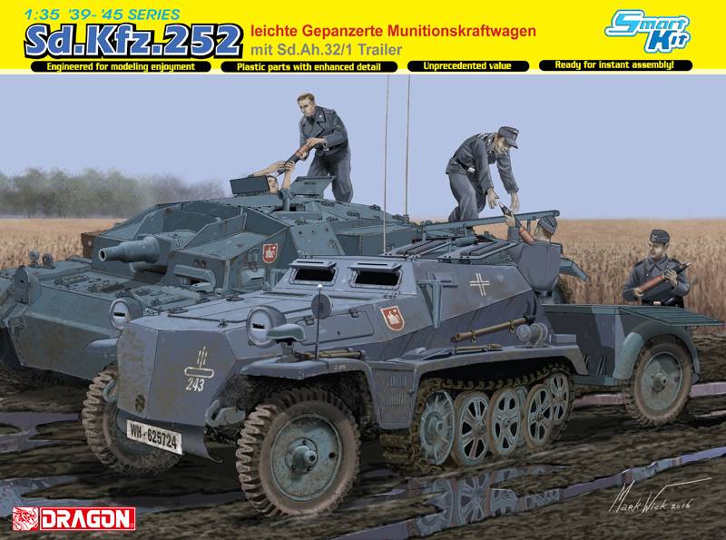 KIT DA MONTARE IN SCALA COMPATIBILE CON SD.KFZ 252 GEPANZERTE MIT TRAILER KIT 1:35 DRAGON D6718