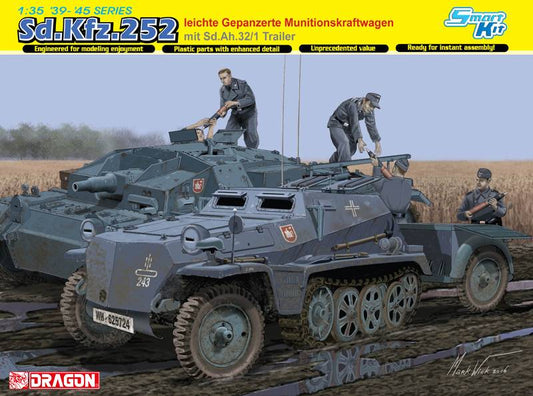 KIT À ASSEMBLER À L'ÉCHELLE COMPATIBLE AVEC SD.KFZ 252 GEPANZERTE MIT TRAILER KIT 1:35 DRAGON D6718