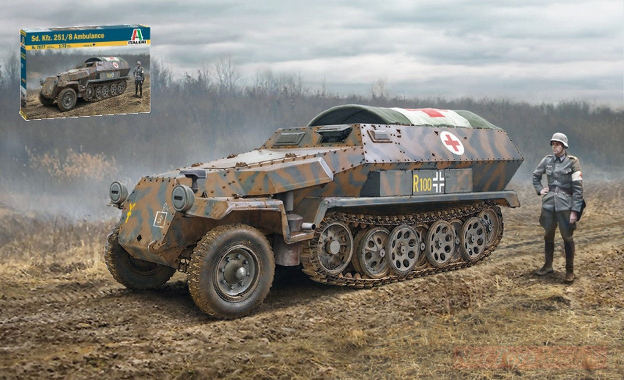 KIT DA MONTARE IN SCALA COMPATIBILE CON SD.KFZ.251/8 AMBULANCE KIT 1:72 ITALERI IT7077