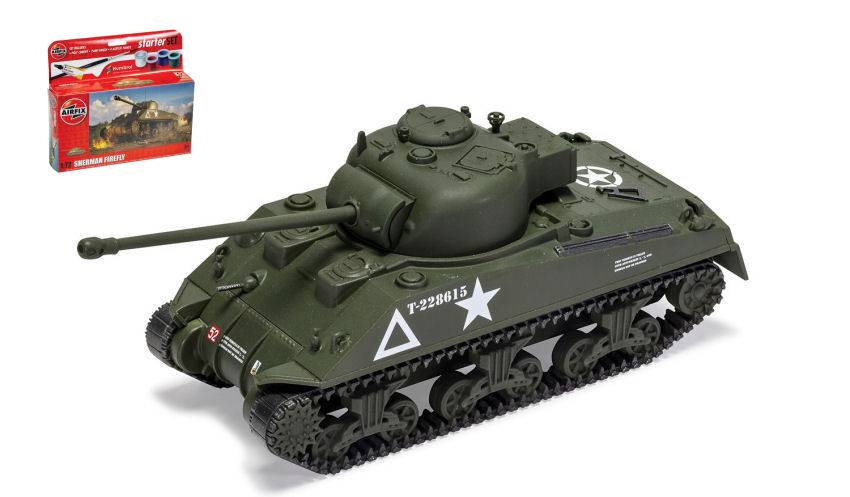 KIT DA MONTARE IN SCALA COMPATIBILE CON SHERMAN FIREFLY STARTER SET KIT 1:72 AIRFIX A55003