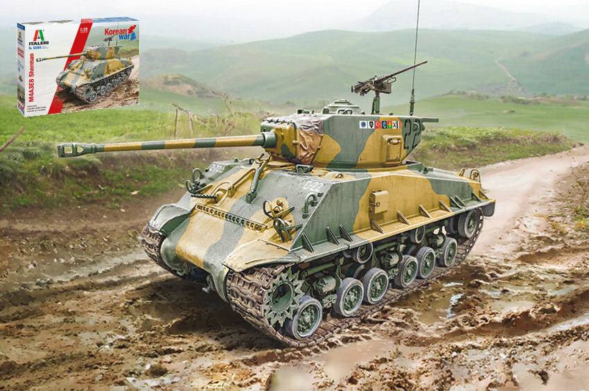 KIT DE MONTAGE À L'ÉCHELLE COMPATIBLE AVEC SHERMAN M4A3E8 KIT DE GUERRE DE CORÉE 1:35 ITALERI IT6586
