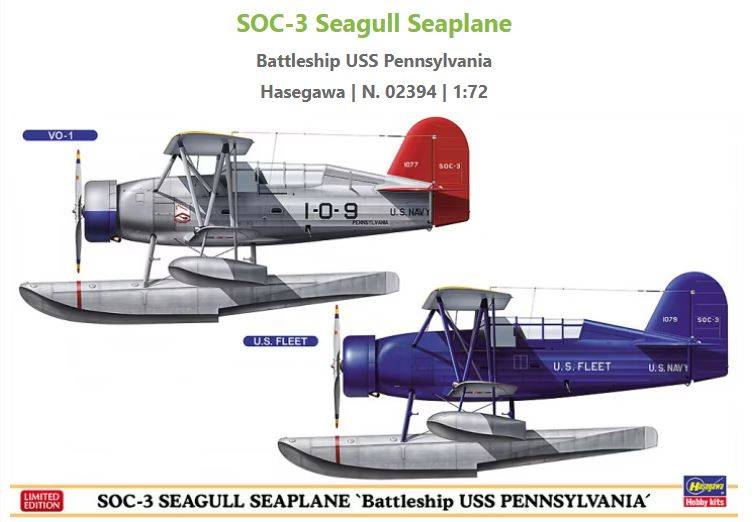 KIT DE MONTAGE À L'ÉCHELLE COMPATIBLE AVEC L'HYDRAVION SEAGULL SOC.3 USS PENNSYLVANIA (2en1) KIT 1:72 HASEGAWA HA02394