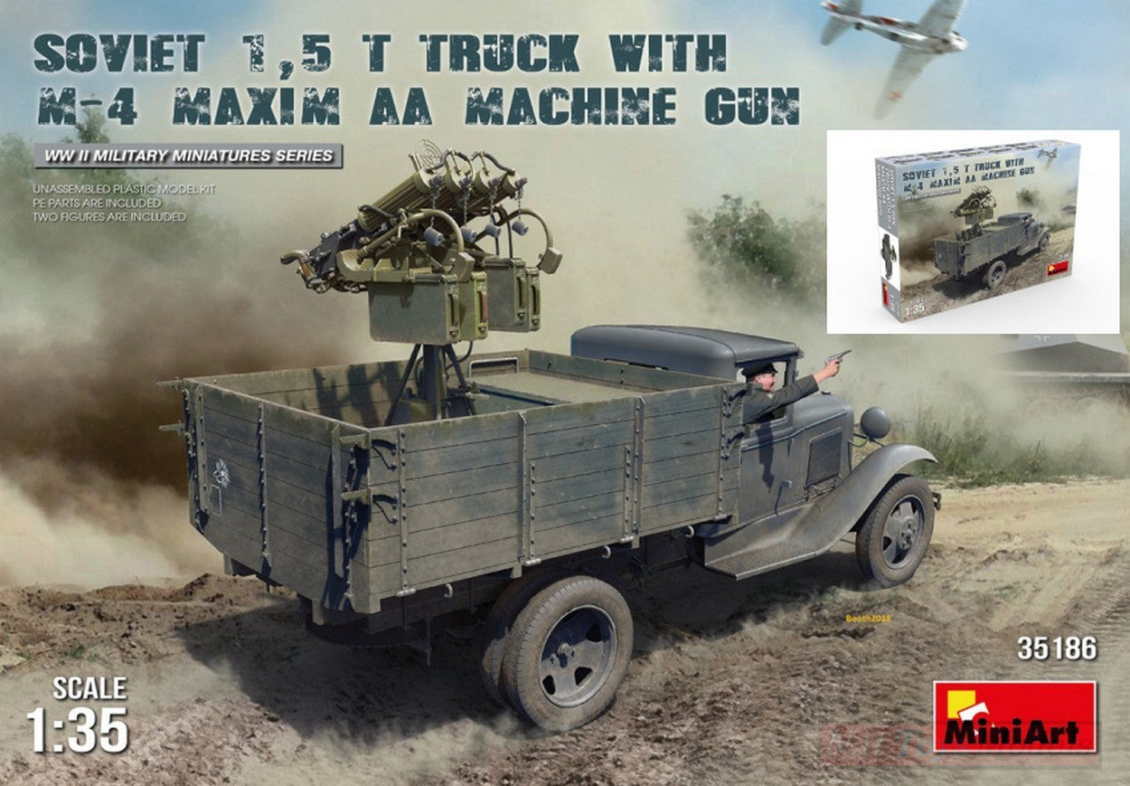 KIT DA MONTARE IN SCALA COMPATIBILE CON SOVIET 1,5 t TRUCK W/M-4 MAXIM AA MACHINE GUN KIT 1:35 MINIART MIN35186
