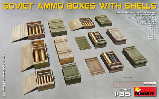 KIT DA MONTARE IN SCALA COMPATIBILE CON SOVIET AMMO BOXES W/SHELLS KIT 1:35 MINIART MIN35261