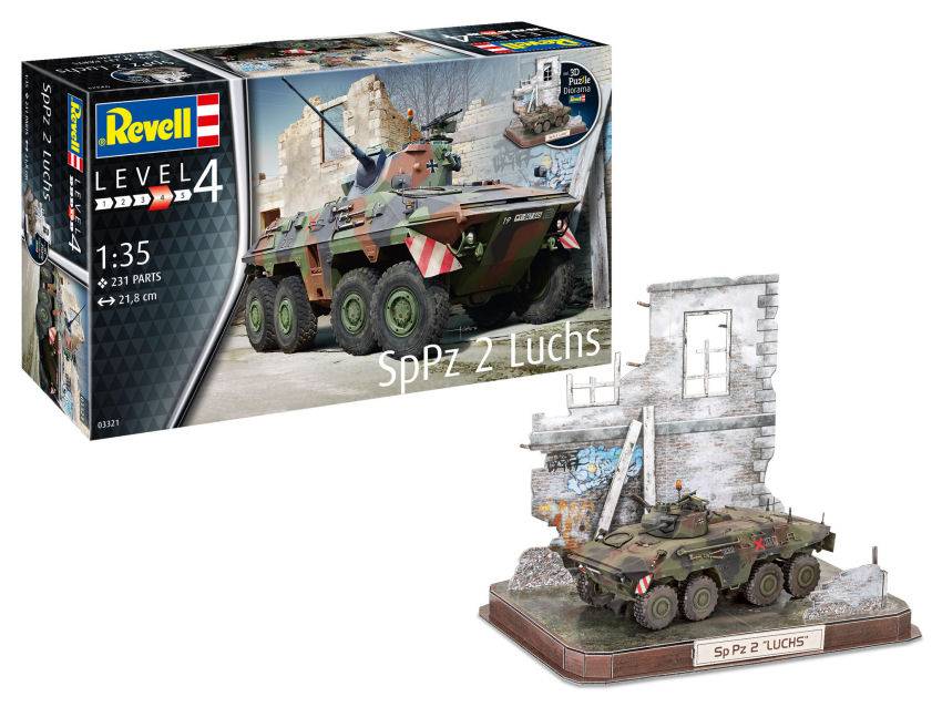 KIT D'ASSEMBLAGE À L'ÉCHELLE COMPATIBLE AVEC SpPz2 LUCHS AVEC KIT DIORAMA PUZZLE 3D 1:35 REVELL RV03321