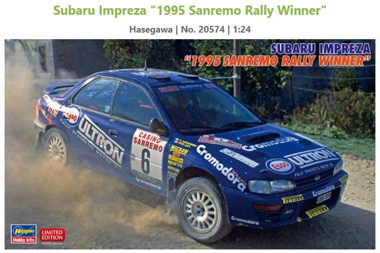 KIT DA MONTARE IN SCALA COMPATIBILE CON SUBARU IMPREZA N.6 WINNER SANREMO RALLY 1995 KIT 1:24 HASEGAWA HA20574