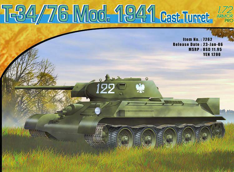 KIT DE MONTAGE À L'ÉCHELLE COMPATIBLE AVEC T 34/76 MOD.1941 KIT DE TOURELLE EN COULÉE 1:72 DRAGON D7262