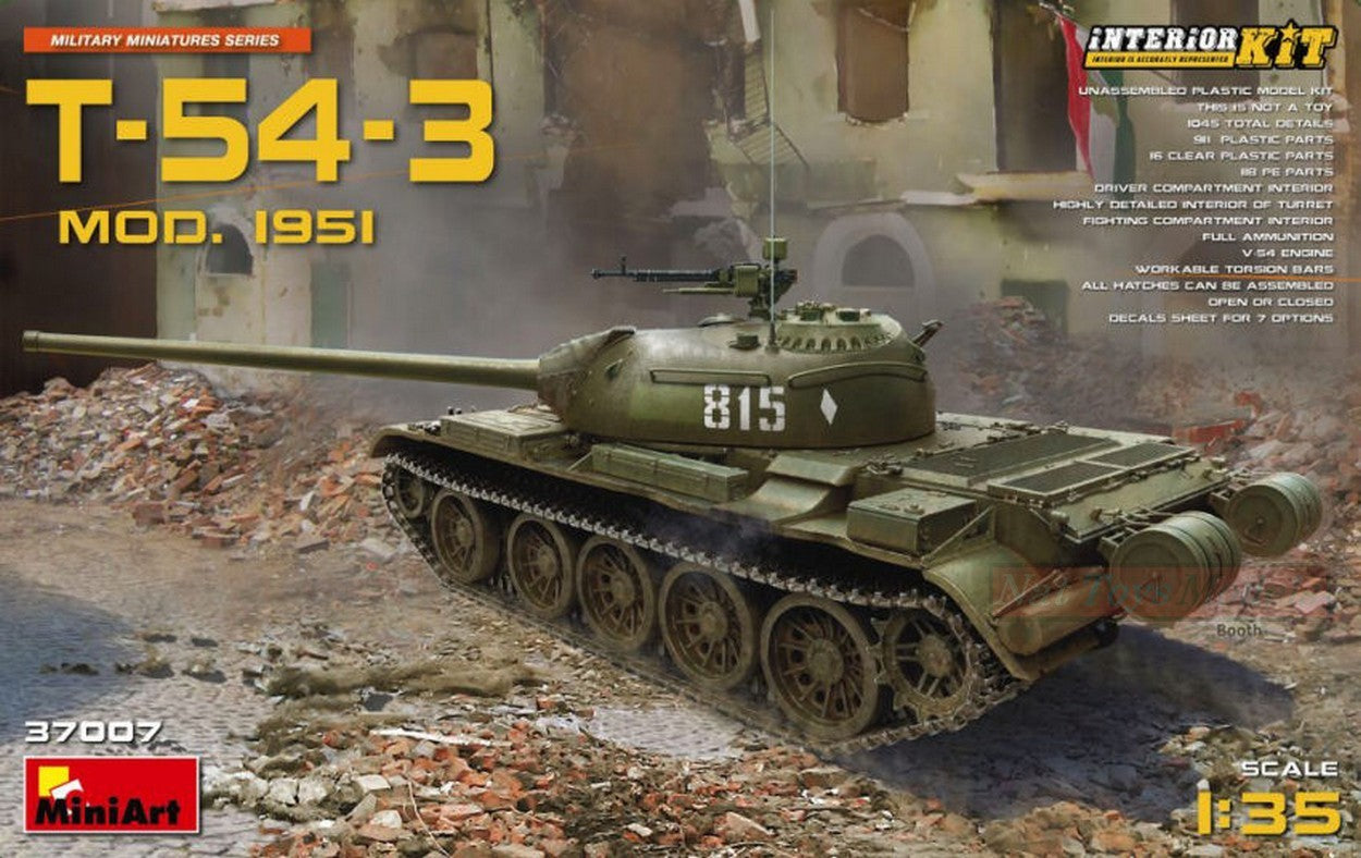 KIT DA MONTARE IN SCALA COMPATIBILE CON T-54-3 SOVIET MEDIUM TANK MOD.1951 KIT 1:35 MINIART MIN37007