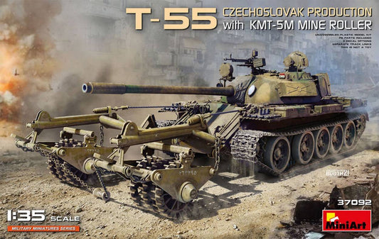 KIT DA MONTARE IN SCALA COMPATIBILE CON T-55 CZECHOSLOVAK PRODUCTION WITH KMT-5M MINE ROLLER KIT 1:35 MINIART MIN37092
