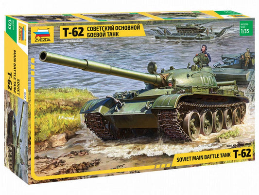 KIT D'ASSEMBLAGE À L'ÉCHELLE COMPATIBLE AVEC LE KIT DE CHAR DE COMBAT PRINCIPAL SOVIÉTIQUE T-62 1:35 ZVEZDA Z3622