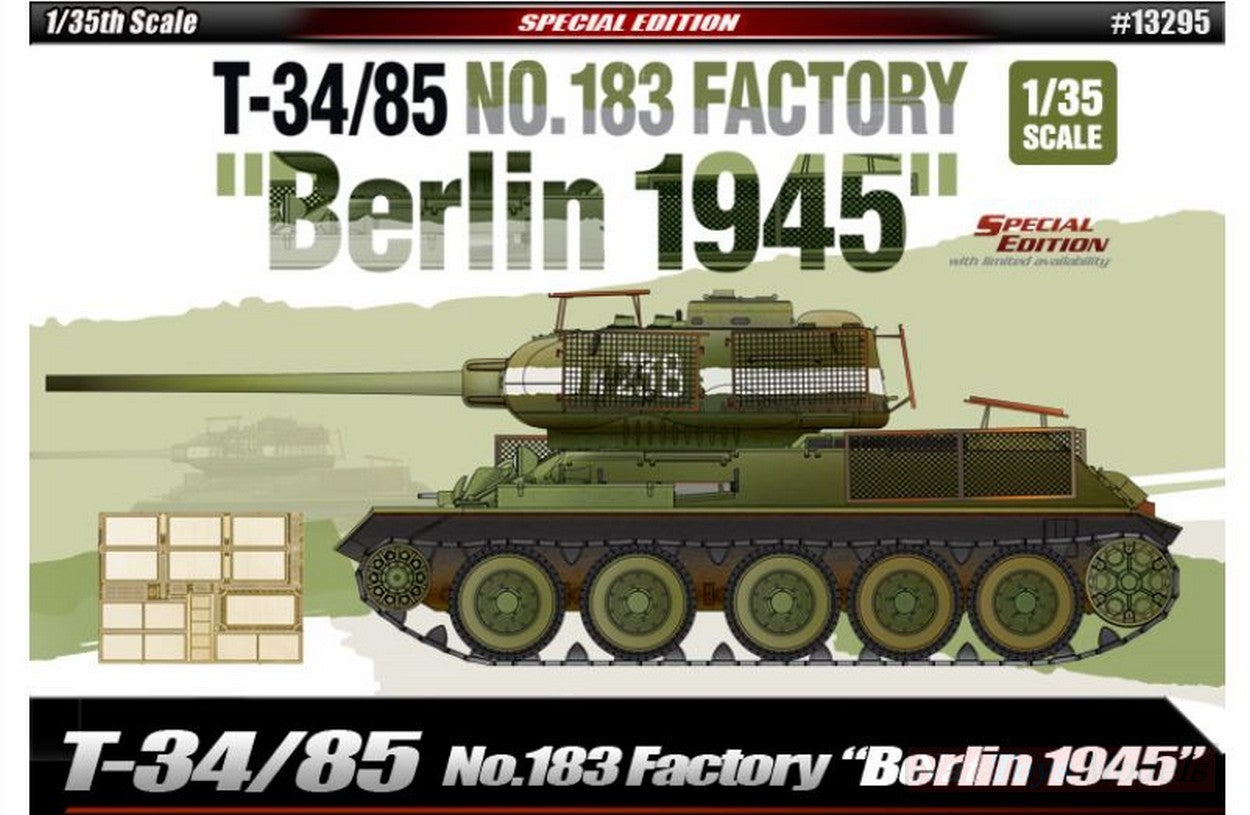 KIT DE MONTAGE À L'ÉCHELLE COMPATIBLE AVEC T34/85 N.183 USINE BERLIN 1945 KIT 1:35 ACADEMY ACD13295
