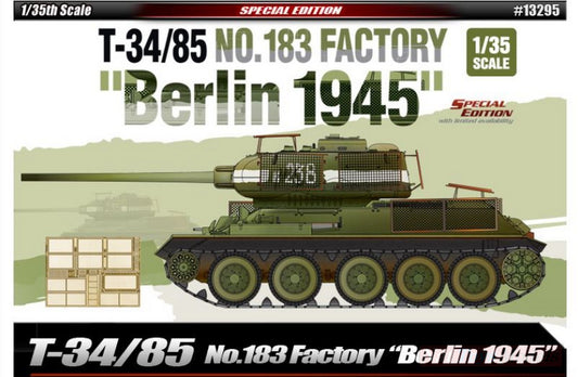 KIT DE MONTAGE À L'ÉCHELLE COMPATIBLE AVEC T34/85 N.183 USINE BERLIN 1945 KIT 1:35 ACADEMY ACD13295
