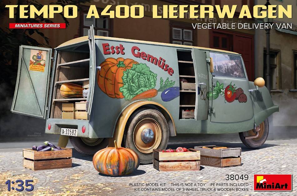 KIT DA MONTARE IN SCALA COMPATIBILE CON TEMPO A400 LIEFERWAGEN VEGETABLE DELIVERY VAN KIT 1:35 MINIART MIN38049