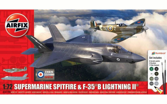 KIT D'ASSEMBLAGE À L'ÉCHELLE COMPATIBLE AVEC LE SPITFIRE Mk Vc &amp; F-35B LIGHTNING II KIT 1:72 AIRFIX A50190