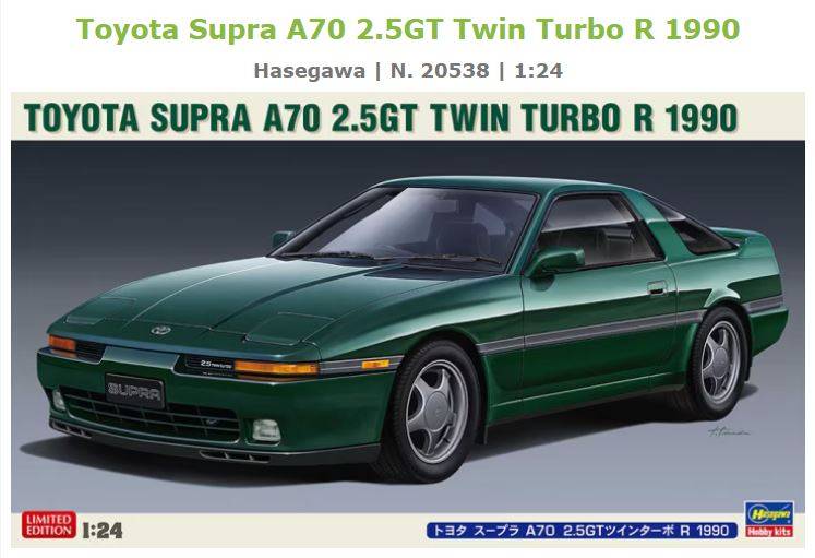 KIT DE MONTAGE À L'ÉCHELLE COMPATIBLE AVEC TOYOTA SUPRA A70 2.5 GT TWIN TURBO R 1990 KIT 1:24 HASEGAWA HA20538