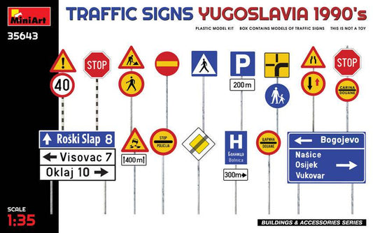 KIT DE MONTAGE À L'ÉCHELLE COMPATIBLE AVEC LES SIGNAUX DE SIGNALISATION YOUGOSLAVIE ANNÉES 1990 KIT 1:35 MINIART MIN35643