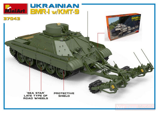 KIT D'ASSEMBLAGE À L'ÉCHELLE COMPATIBLE AVEC LE KIT UKRAINIEN BMR-1 W/KMT-9 1:35 MINIART MIN37043