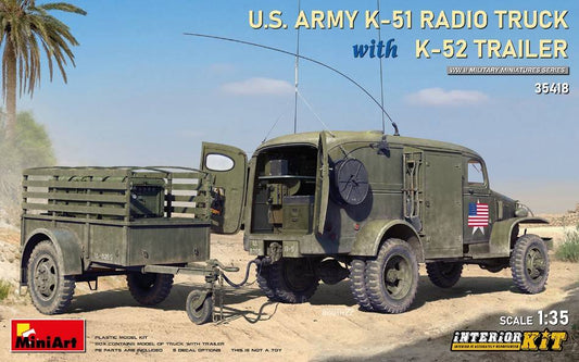 SCALE ASSEMBLY KIT COMPATIBLE WITH US ARMY K-51 RADIO TRUCK W/K-52 TRAILER INTERIOR KIT 1:35 MINIART MIN35418