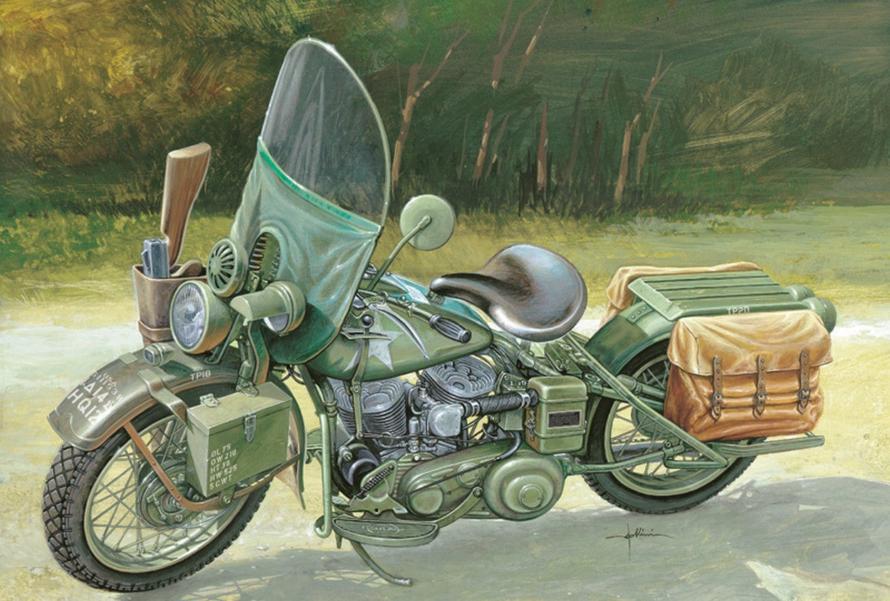 SCALE ASSEMBLY KIT COMPATIBLE WITH US ARMY WW II MOTORCYCLE KIT 1:9 ITALERI IT7401