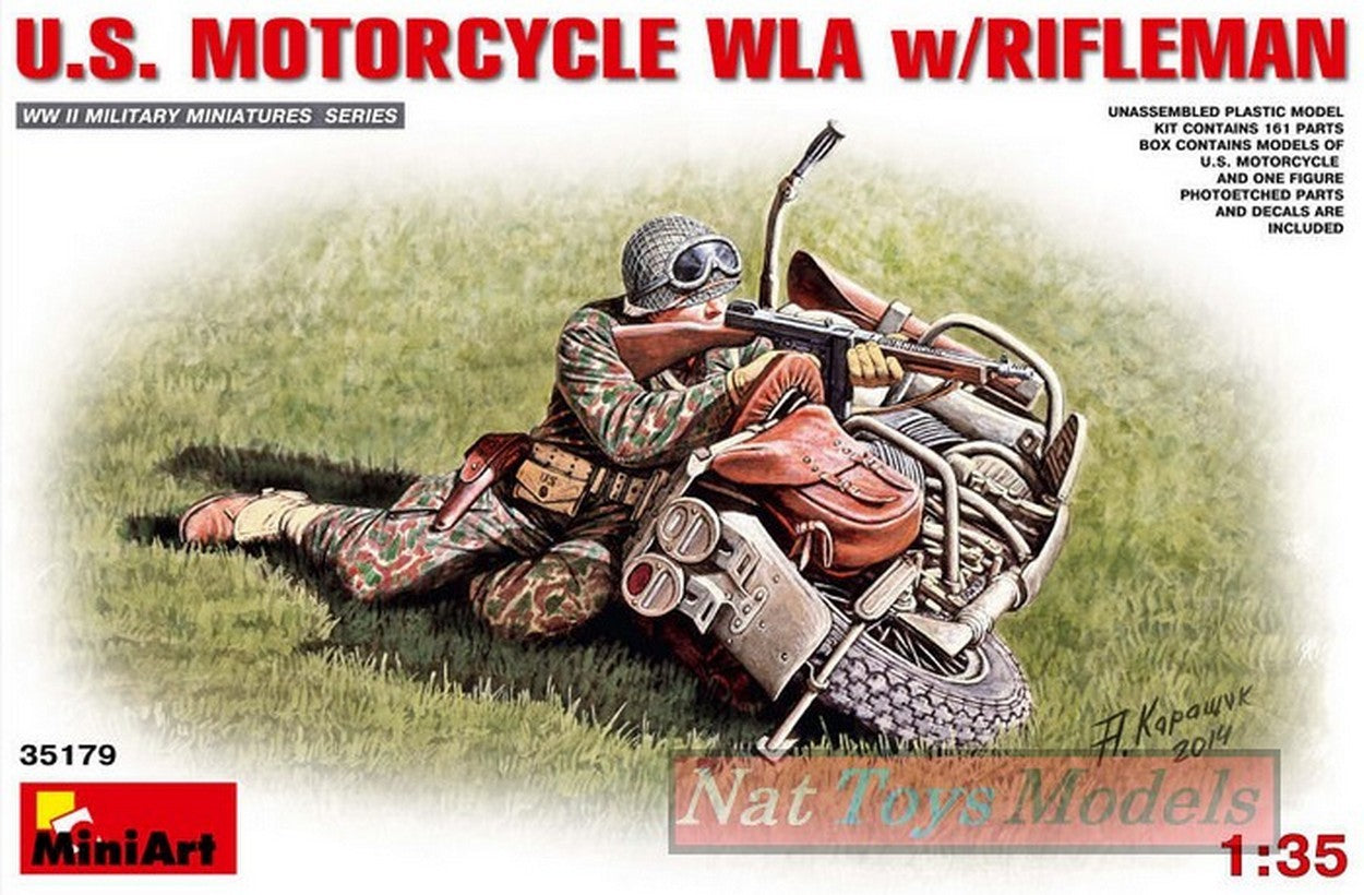 KIT DE MONTAGE À L'ÉCHELLE COMPATIBLE AVEC LA MOTO US WLA AVEC KIT RIFLEMAN 1:35 MINIART MIN35179