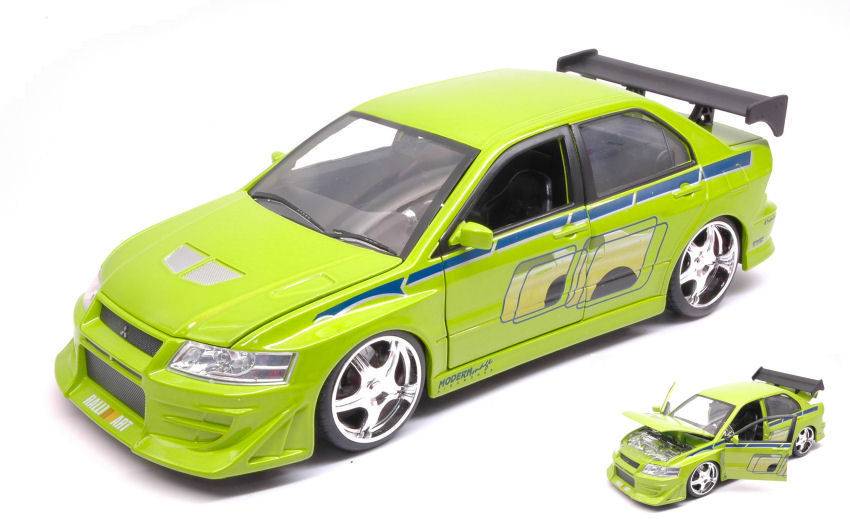 MODELLINO IN SCALA COMPATIBILE BRIAN'S MITSUBISHI LANCER EVOLUTION VII FAST & FURIOUS LIGHT GREEN 1:24 JADA TOYS JADA99788
