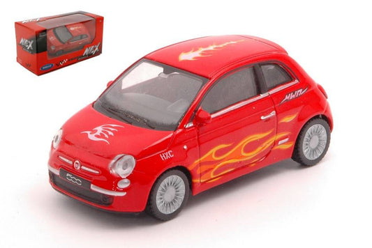 MODELLINO IN SCALA COMPATIBILE CON 500 2007 RED W/DECO 1:43 WELLY WE39782A MODEL