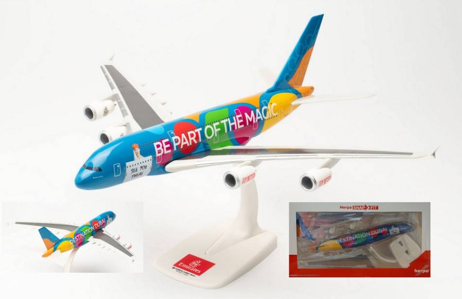 MODELE REDUIT COMPATIBLE AVEC AIRBUS A380 EMIRATES "DESTINATION DUBAI" 1:250 HERPA HP613842