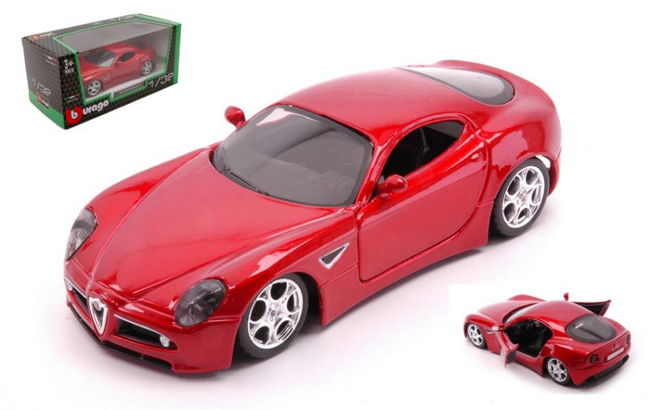 SCALE MODEL COMPATIBLE WITH ALFA 8C COMPETIZIONE METALLIC RED 1:32 BURAGO BU43004R