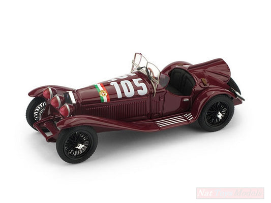 MODELLINO IN SCALA COMPATIBILE CON ALFA ROMEO 2300 N.105 ACCIDENT MM 1932 T.NUVOLARI-G.B.GUIDOTTI 1:43 BRUMM BM0078B
