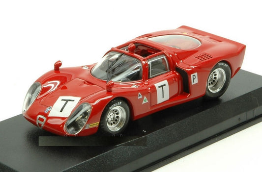 MODELLINO IN SCALA COMPATIBILE CON ALFA ROMEO 33.2 LE MANS TEST 1968 BIANCHI-ZECCOLI-GROSSELIN-TROSCH 1:43 BEST MODEL BT9647
